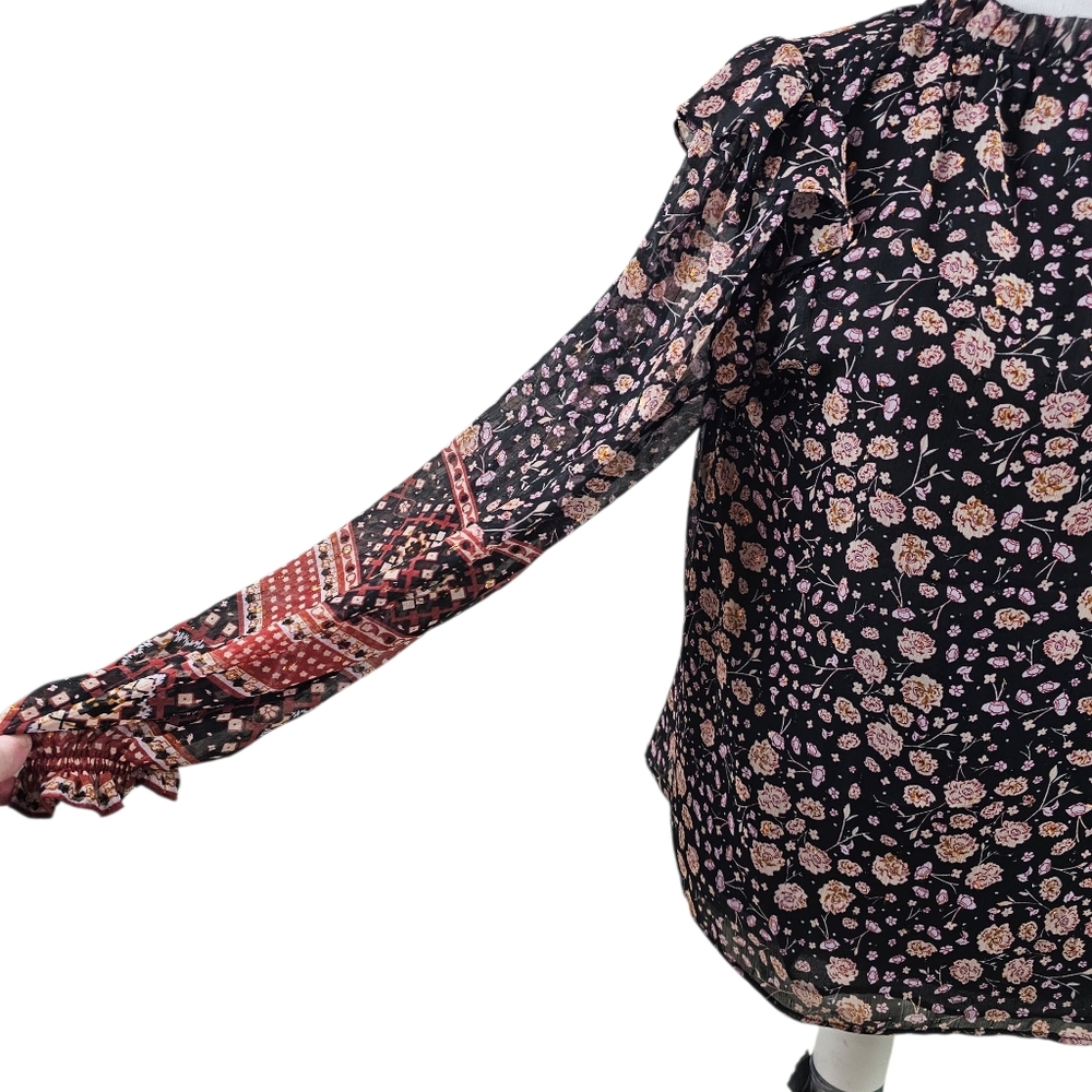 Rachel Zoe Ruffled Floral Cottagecore Blouse In Small - Picture 3 of 8